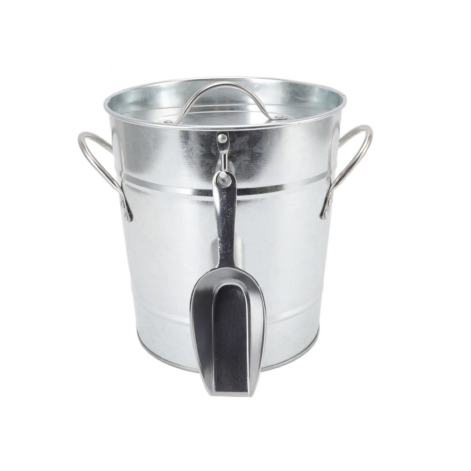 Cubo de hielo galvanizado Silver con pala de servicio de alta resistencia