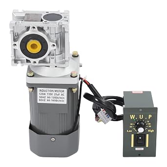 Electric Gear Motor 120W 60HZ 90-1650r/min/50Hz 90-1350r/min 80K Worm Gear Reducer Gearbox High Torque with Adjustable Speed Reversing Function&Self-Locking Function