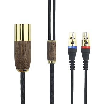 4-pin XLR Balanced Cable Compatible with Audeze LCD-2, LCD-4, LCD-3, LCD-X, LCD-XC, MM-500 Headphone Upgrade Replacement Audio Cable 6N OCC Copper Silver Plated Cord Walnut Wood Shell