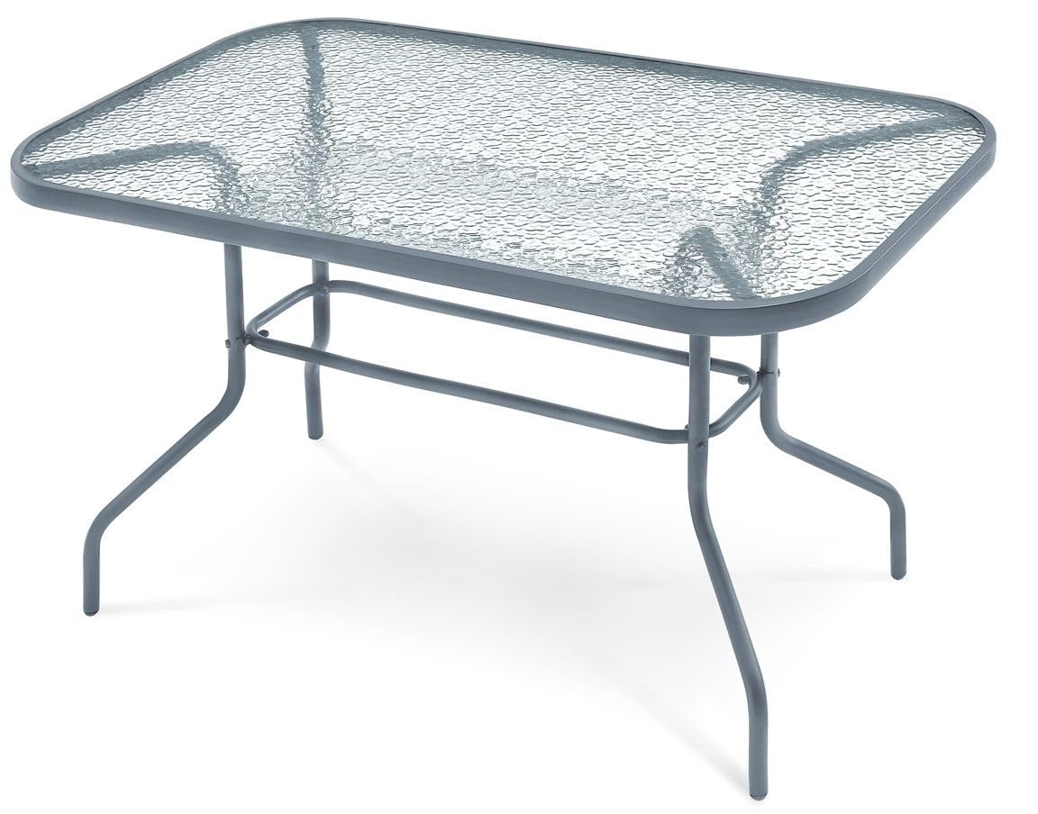 Gartentisch Glastisch Bistrotisch Balkontisch 70x120cm Outdoor Garten Terrasse Grau