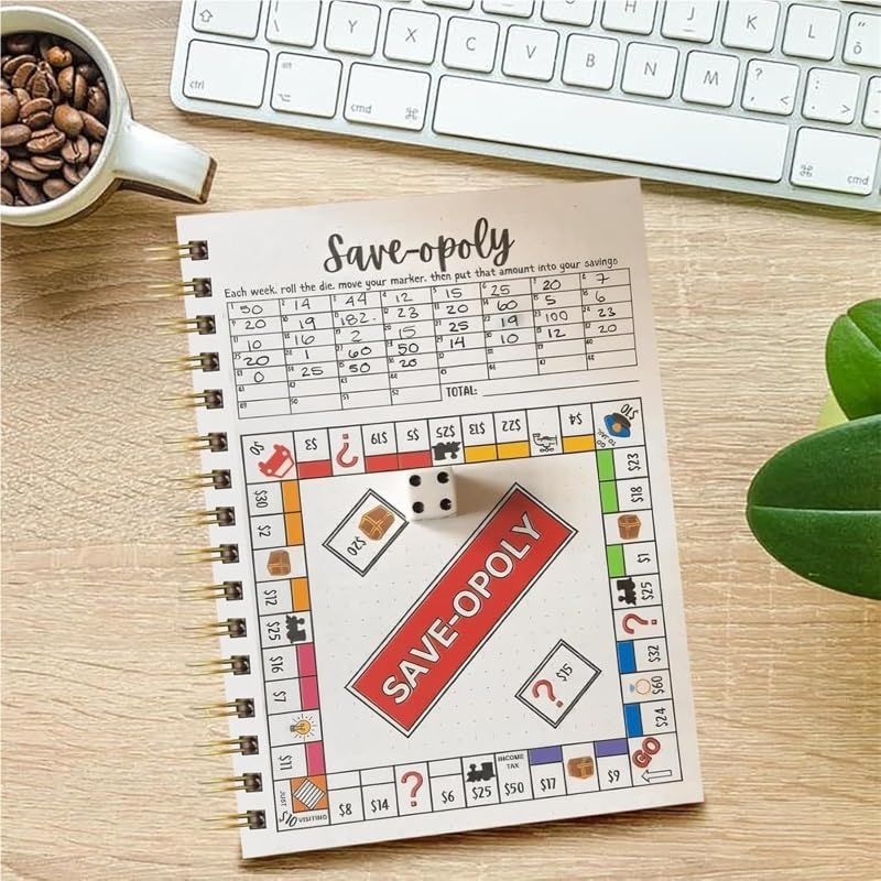 wangzongniubi Bullet Dotted Journal Game, Book Tracker, Habit Tracker, Monthly Spending Tracker,for Savings,Finance,Dreams,with 12 Colouring Pencils for Planners(1PC)