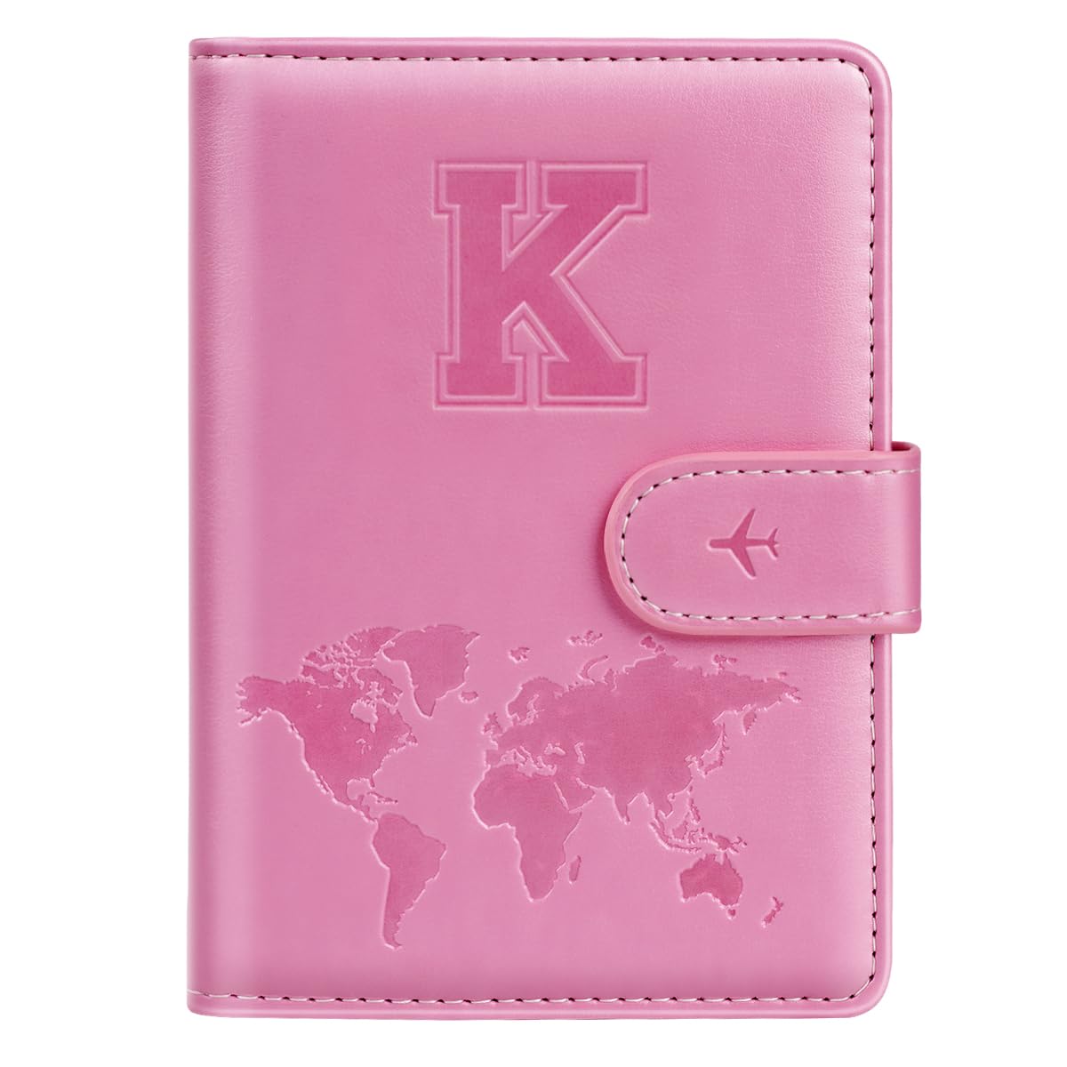 Passport Holder Cover Initail Letter A-Z Travel Wallet 12D Embossed Design RFID Blocking Card Holder Personalized Gift Passport Cover Wallet, Passport Book Holders for Women and Girls, Pink-K, Pink-K-image-40