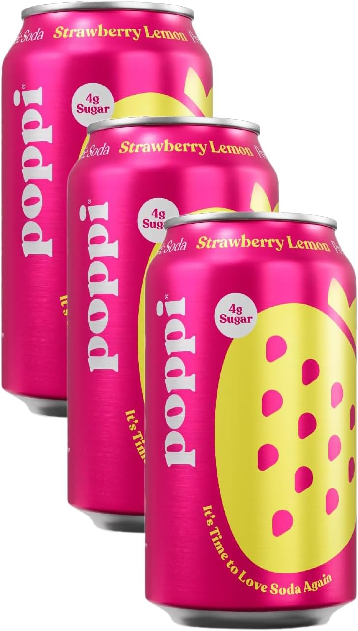 Strawberry Lemonade Prebiotic Soda, 12 Fl Oz Can (Pack of 3)