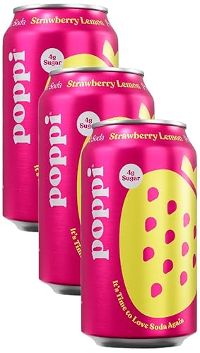 Miniatura 6 de POPPI - Soda prebiótica de limonada de fresa, lata de 12fl. oz