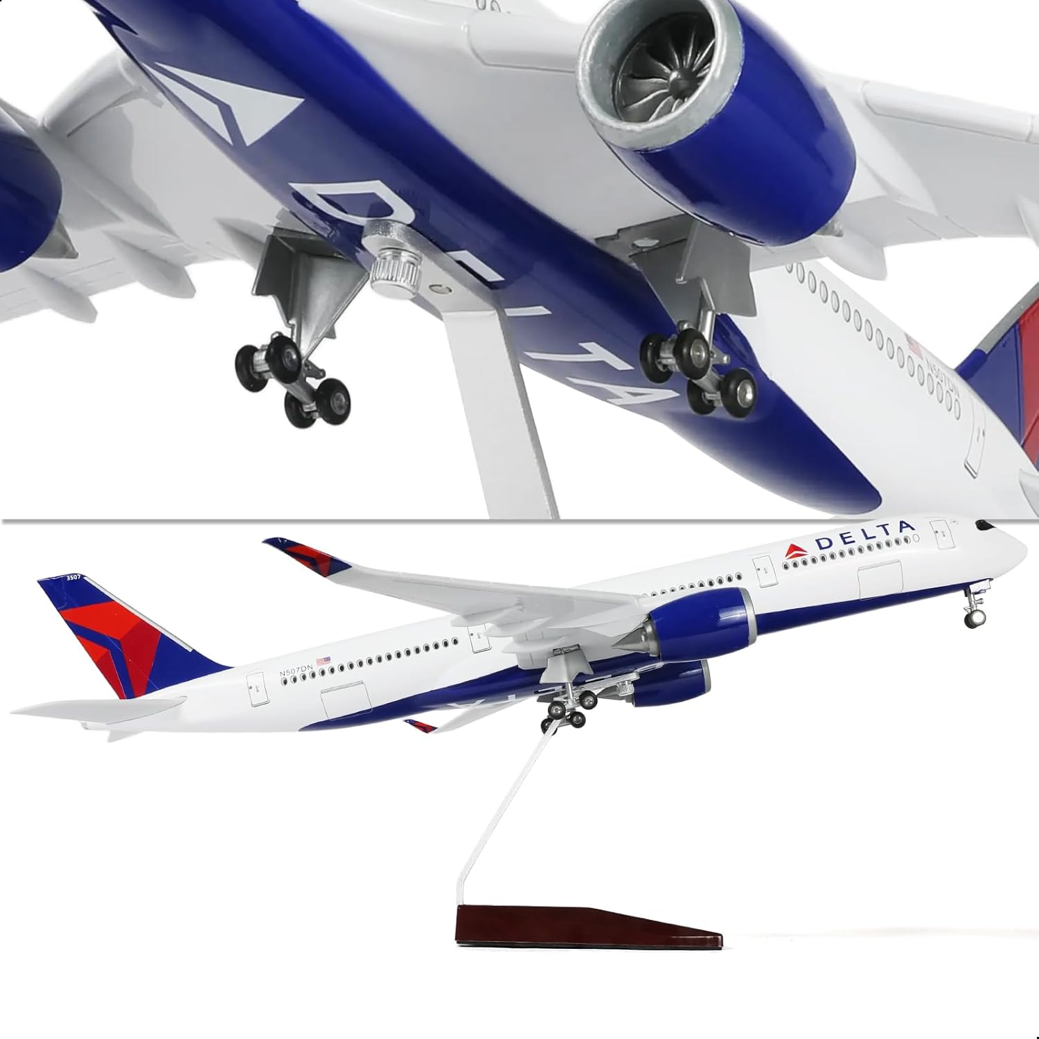 1/144 Compatible for Delta A350 Airplane Model Kits(18.5in L) for Airbus A350 Dreamliner Airlines Rrsin Plane Model with Display Stand for Graduation, Retirement Avation Gifts, Collection