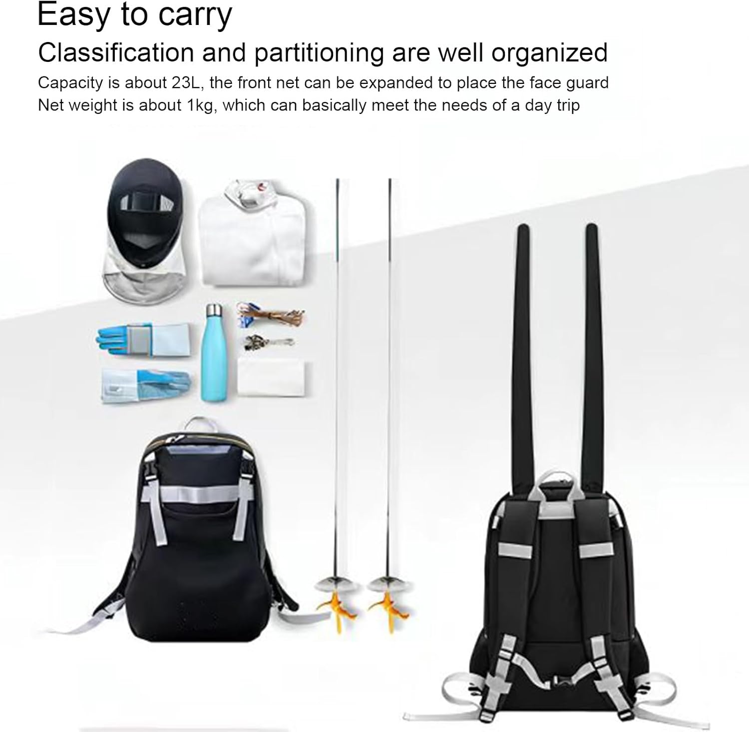 Fencing Bag with Wheels, Fencing Trolley Suitcase, with Fencing Backpack, Fencing Equipment Bag, Large Capacity, for Fencing Suit, Sword and Mask