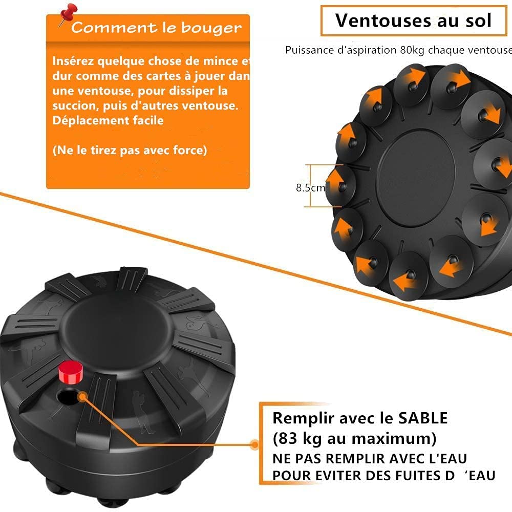 YOLEO Sac de Frappe Boxe sur Pied 175 cm Punching Ball Adulte Autoportant avec 12 Ventouses Sac de Frappe Lourd pour Fitness MMA Taekwondo