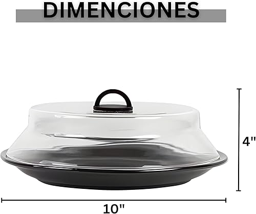 Miniatura 6 de Cubierta de placa de vidrio para microondas de 10.5 pulgadas con mango de silicona de fácil agarre, evita que los alimentos salpiquen, promueve el