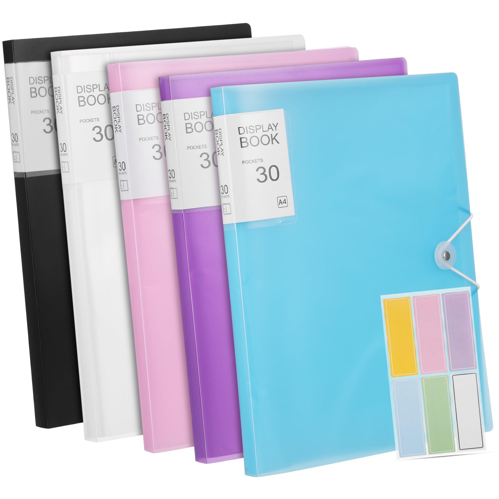 PLAFOPE 5 Piezas Carpeta con Fundas Plásticas Transparentes Organizador Resistente para Presentación y Archivo con Stickers Decorativos