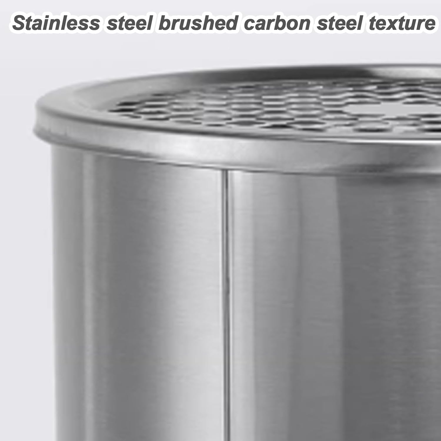 Stainless Steel Round Standing Ashtray Trash Can, Commercial Garbage Can with Removable Inner Bucket and Lid, Cigarette Disposal for Public Places(Black)