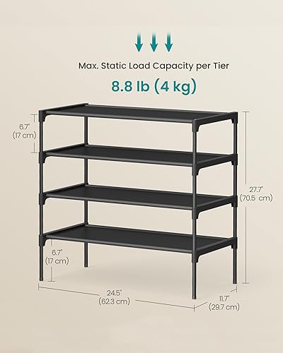 Miniatura 3 de SONGMICS Zapatero de 4 niveles, organizador de almacenamiento de zapatos, ahorro de espacio, 11.6 x 24.5 x 27.7 pulgadas, para entrada, estructura