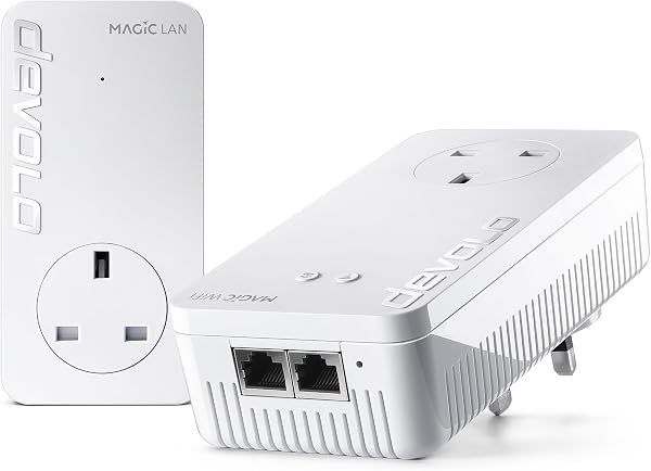 devolo Magic 2 WiFi 6 next Starter Kit, Wi-Fi Powerline adapter, up to 3,000 Mbps via Wi-Fi 6, Mesh Wi-Fi, 2x Gigabit Ethernet port, white - 1