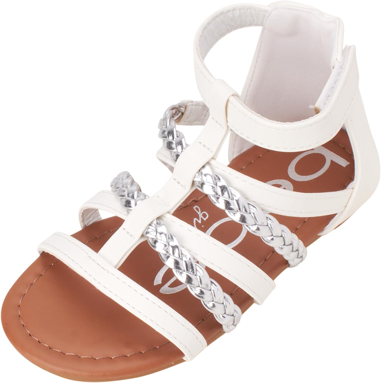 bebe Girls Sandals - Cute Open Toe Braided Strappy Gladiator Summer Sandals, Flower Girl Dress Shoes for Easter Beach Party