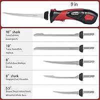 Vista 3 de Cuchillo de filete eléctrico inalámbrico, con 5 cuchillas recíprocas antiadherentes recubiertas de nitruro de Ti-Nitruro SS y agujero