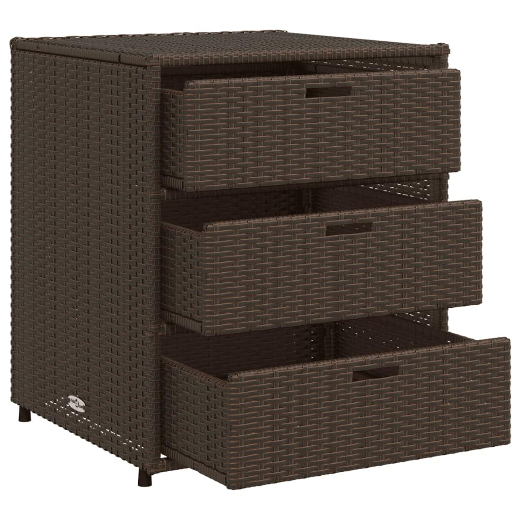 Gartenschrank Braun 55x59x69 cm Poly Rattan, Geräteschuppen, Gerätehaus, Wetterfest, Outdoor Schrank, Gartenhausschränke, Terrassenschrank - 365556
