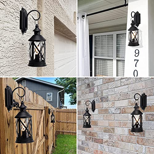 Image of TRIROCKS Battery Powered Metal Lamp 10'' Tall Decorative Cordless Table Lamps LED Edison Lights Hanging Lamps with Metal Hook for Home Decor Patio Garden Wedding Parties Indoor Outdoor(Black)
