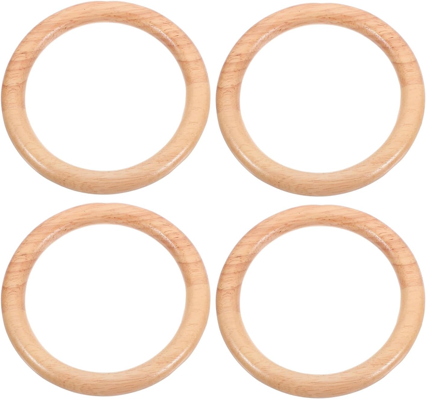 Gogogmee 4pcs Round Wood Handbag Handles Set, Natural Light Wooden Purse Replacement Rings for DIY Braided Straw Bags, Craft Clutch Handles for Women’s Market Tote Accessories