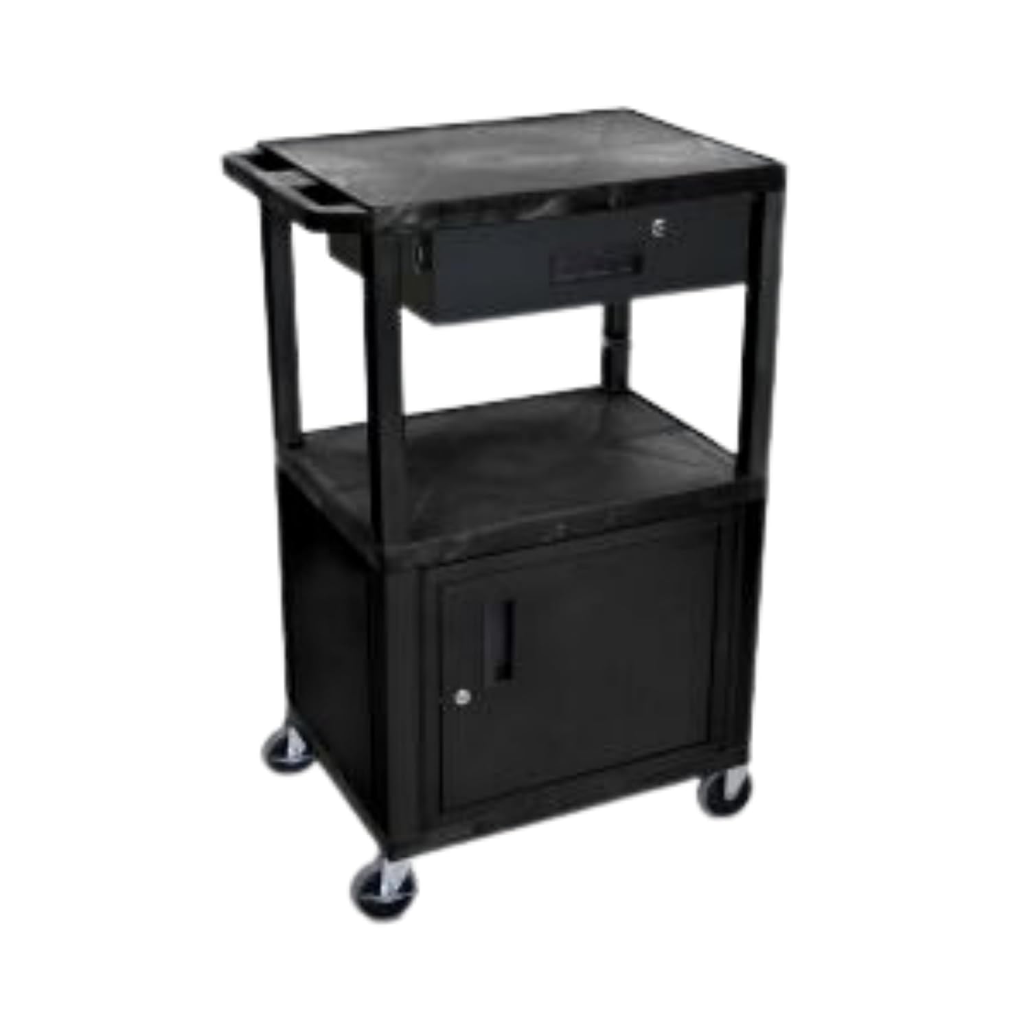 FSE 373-WT42C2E-B/WTD 42"H AV Cart - 3 Shelves Cab Drawer - Black