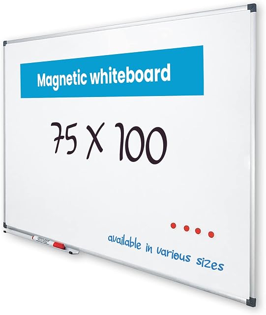Vivol Eco Magnetic tablica suchościeralna, 75 x 100, aluminiowa rama, tablica magnetyczna, tablica suchościeralna, tablica magnetyczna, półka na długopisy, 8 rozmiarów, magnetyczna i do zapisywania