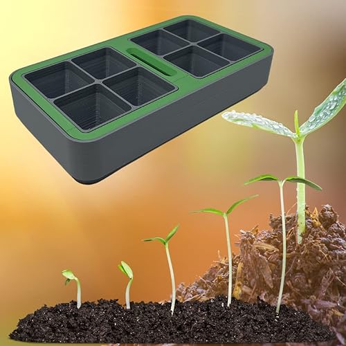 Miniatura 5 de Juego de bandejas rectangulares de 8 celdas para iniciación de semillas, diseño de riego automático con 8 bandejas de germinación, bandeja