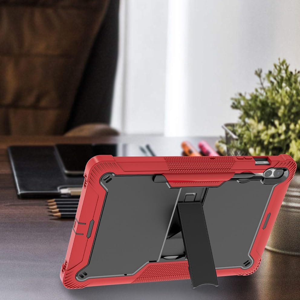Custodia For Samsung Galaxy Tab S9 Plus Custodia X810/X816B/X818U Custodia protettiva robusta ibrida antiurto robusta resistente agli urti da 12,4 pollici con supporto integrato(Red+Black)