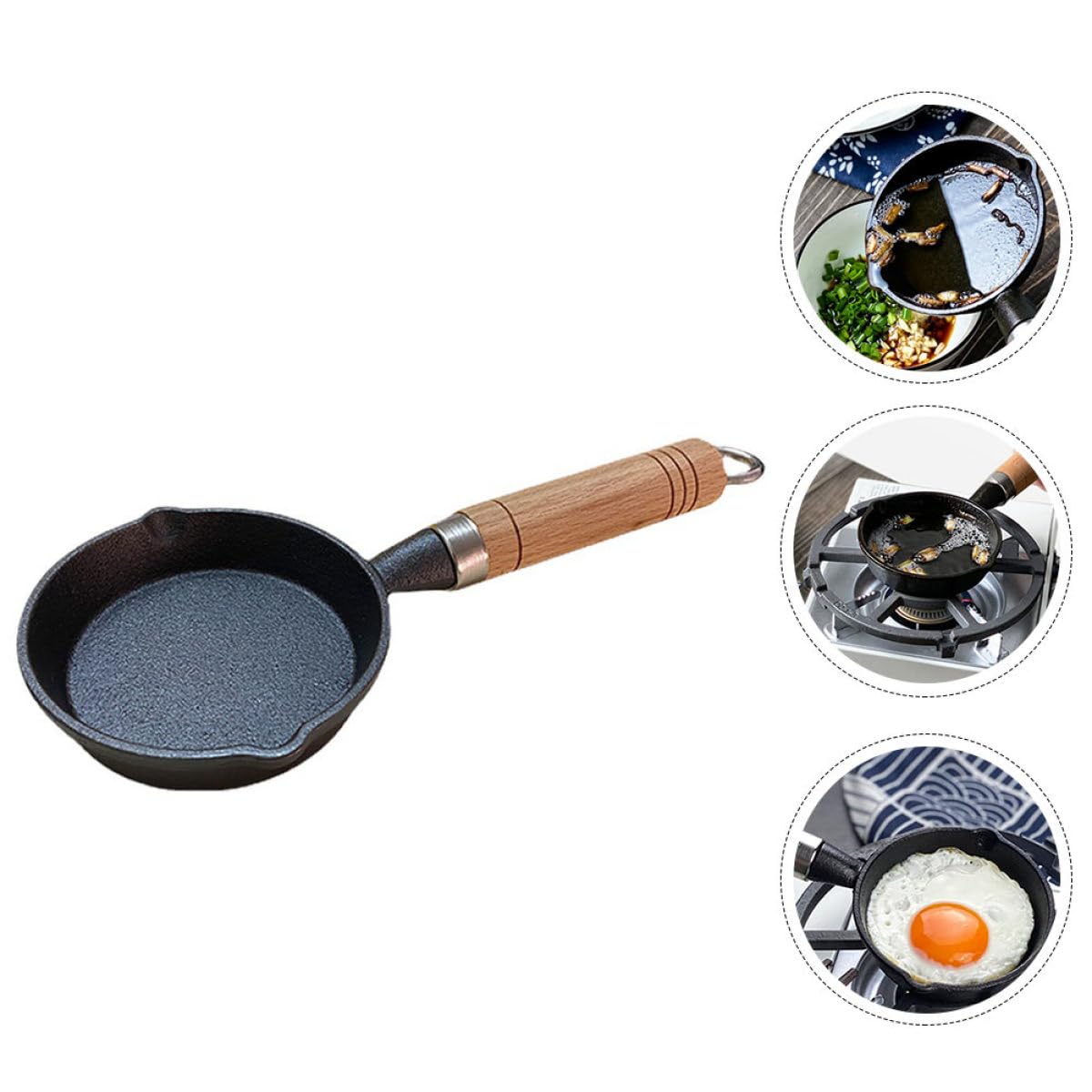 Kleiner Pfanne aus Eisen für Induktion Multifunktionale Eierkochpfanne Schwarz Leicht zu Reinigen für Backpacker und Picknick