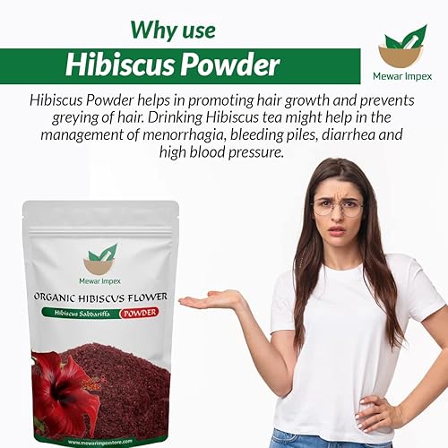 Miniatura 5 de Polvo de hibisco 100% orgánico (8.82 oz)  Gudhal para paquete facial y cabello opaco y cuero cabelludo seco, promueve el crecimiento del cabello