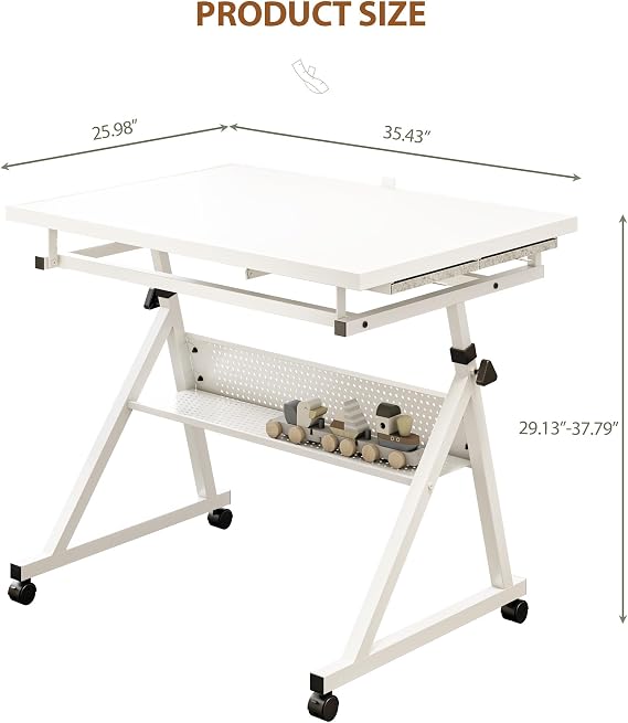 Jigsaw Puzzle Table with Legs, Adjustable Portable 1500 Piece Puzzle Board for Adults, 4 Drawers & Cover, 35x26 Inches, Rolling Design for Easy Use