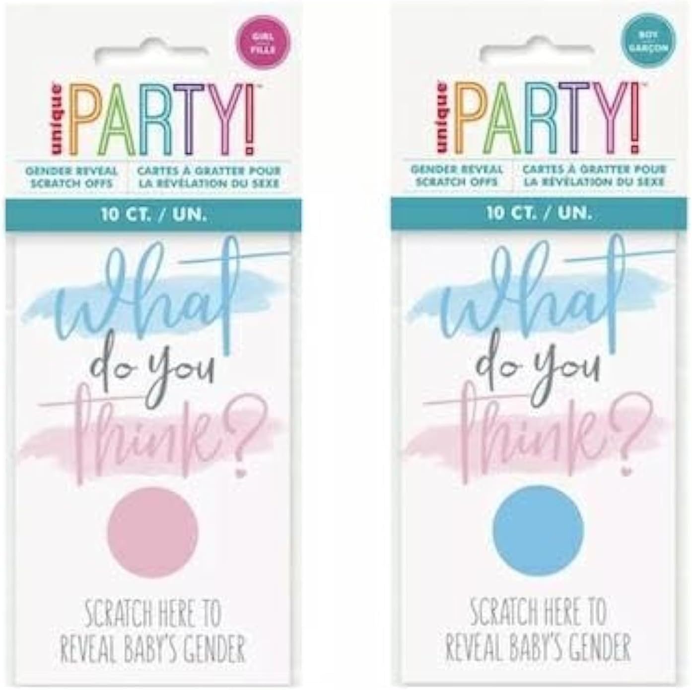 Unique What Do You Think Scratch-Off Gender Reveal Cards, 10 Pcs, Boy Design, Blue & Pink Interactive Baby Shower Party Game, Fun Guest Activity, Celebration Cards