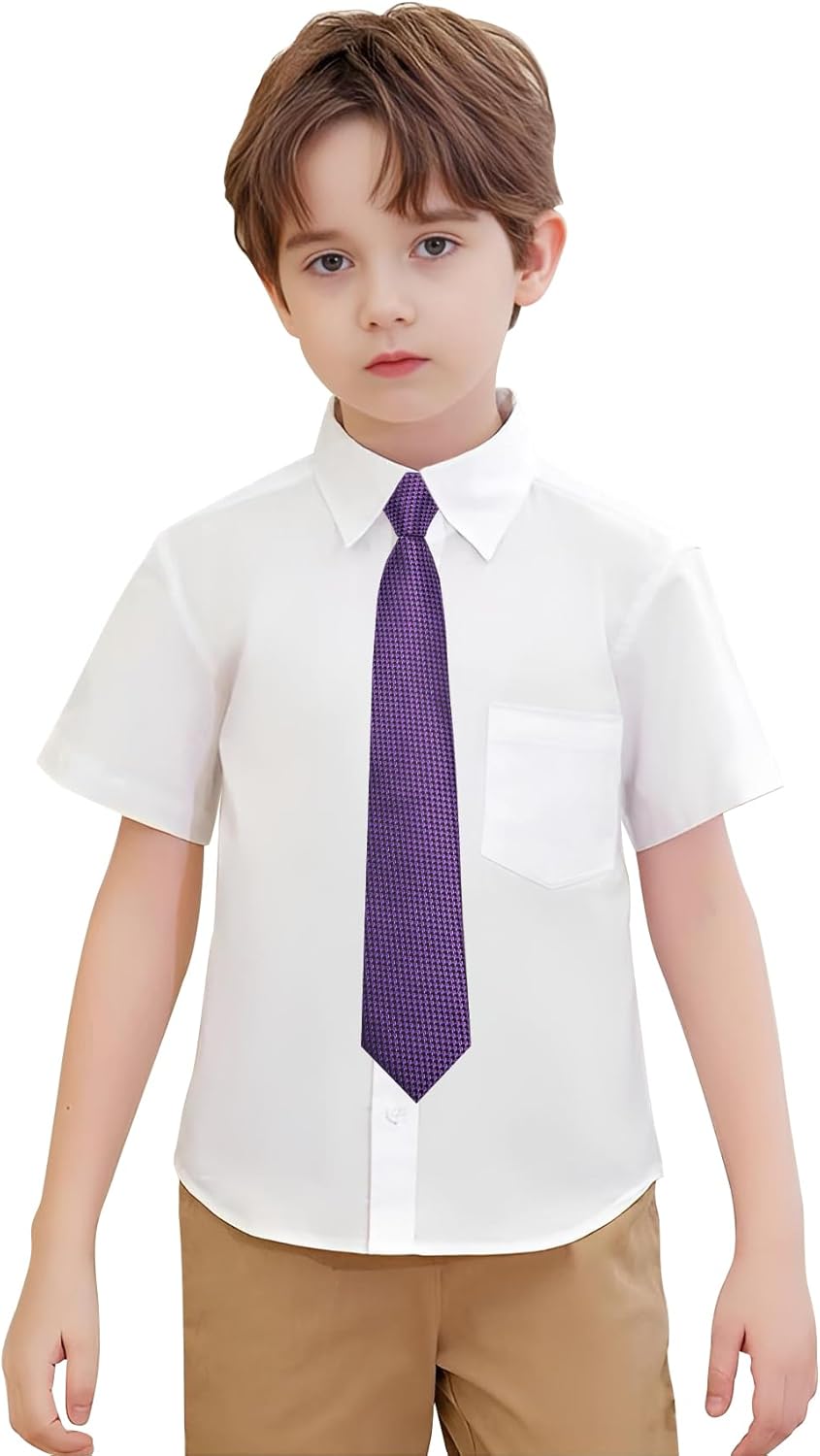 Hi-Tie Boys Tie Pre-Tied Pocket Square Set Adjustable Kids Neckties Age 7-11 Years School UniForm Graduation - Image 5