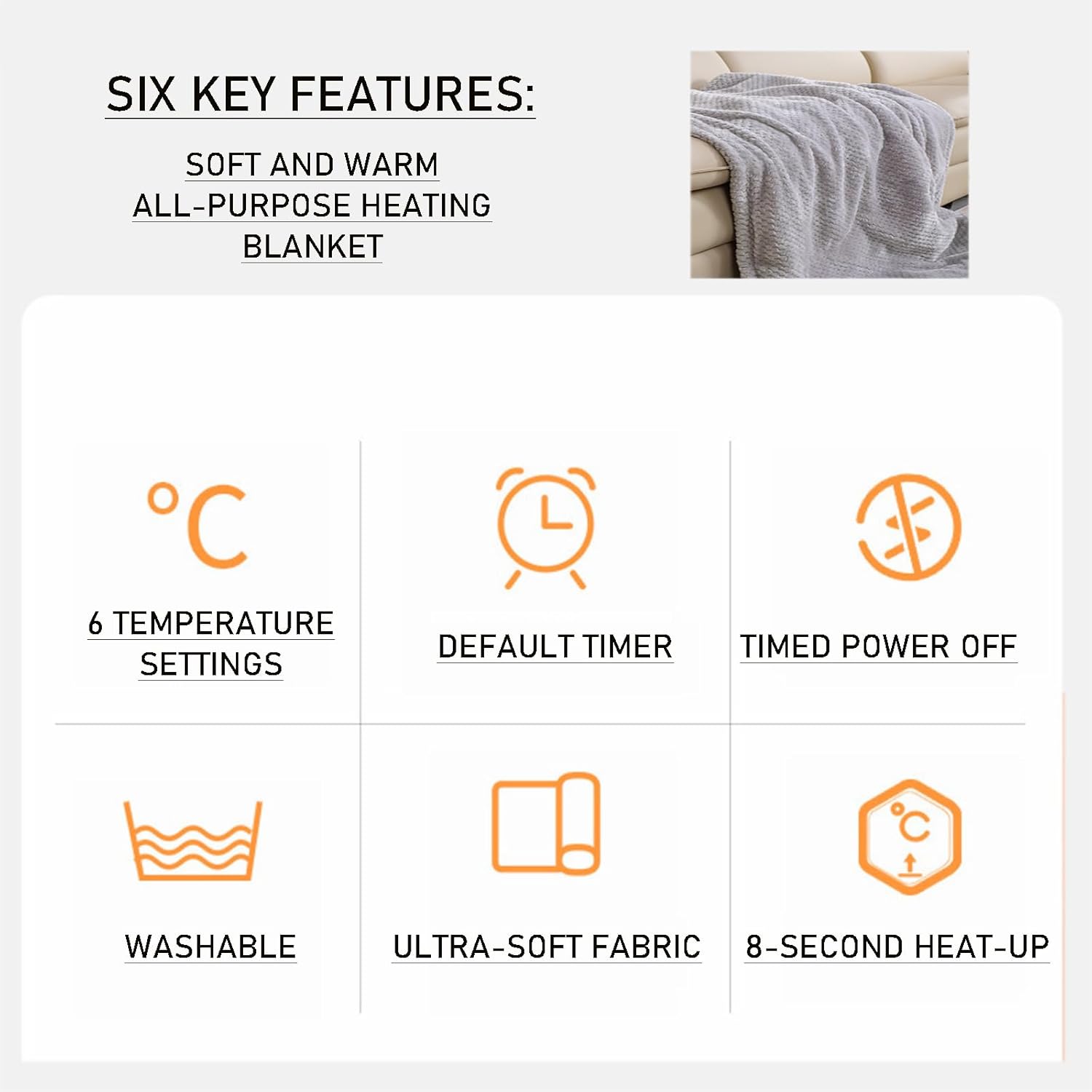 Wearable Heated Blanket,Rechargeable USB Heated Throw Blanket for Outdoor,Soft, and Fluffy Electric Blanket,for Office,Camping, 59.01”X 47.24” Grey
