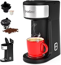 2-Way Single Serve Coffee Maker Brewer for Capsule and Ground Coffee, Mini Coffee Machine with Self-Cleaning Function and 8-14 oz Brew Size