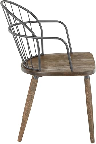 Miniatura 5 de LumiSource Riley Farmhouse - Silla de comedor con acento de respaldo alto en madera y metal, juego de 2 (madera de nogal oscuro, madera marrón,