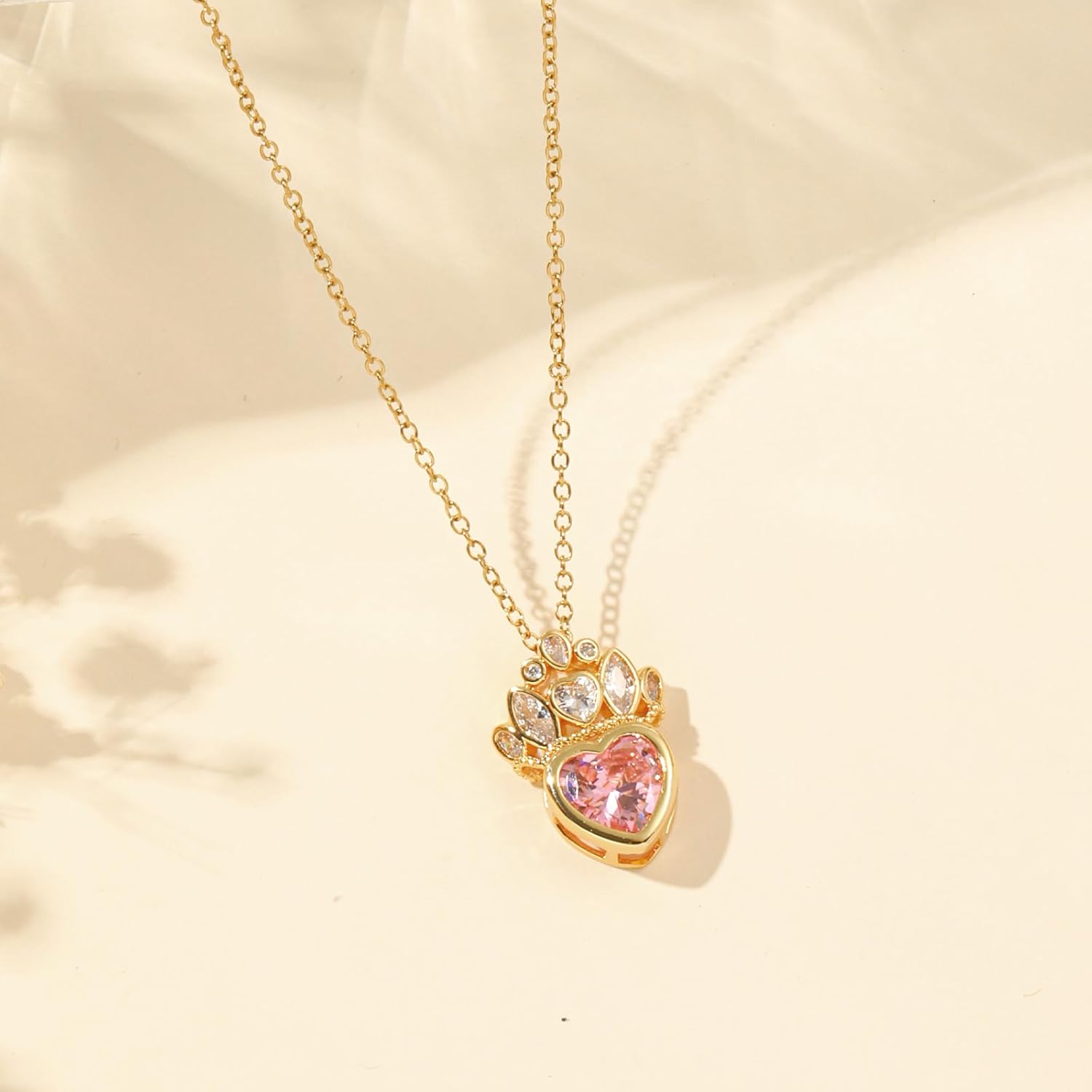 Crystal Birthstone Pendant Necklace, Gold Plated Chain, Cubic Zirconia Necklace,Dainty Baroque Necklace,Women's Birthday Valentines Day Mothers Day Christmas Gifts - Image 6