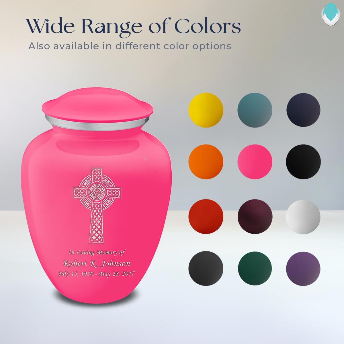 Geturns - Adult Personalized Celtic Cross Cremation Urns for Human Ashes I Large Bright Pink Funeral Urn for Men and Women I 200 lbs