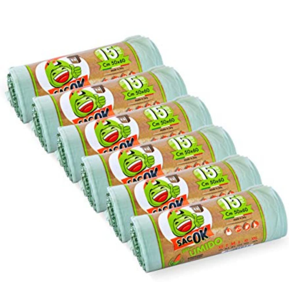 90 Bolsas Húmedas Biodegradables 50x60cm, Bolsas Húmedas, Bolsas Compostables con Asas Bolsas Húmedas, Bolsas de Basura, Recogida de Residuos Orgánicos, Bolsas Húmedas Biodegradables