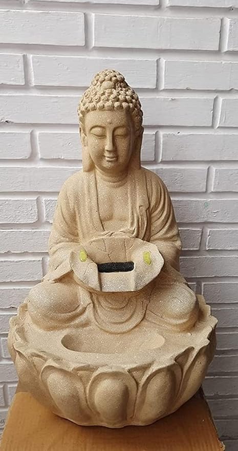 RajputE Lotus Buddh Water Fountain for Home, Office,Table, Garden Peach Colour Big Size 2 Feet