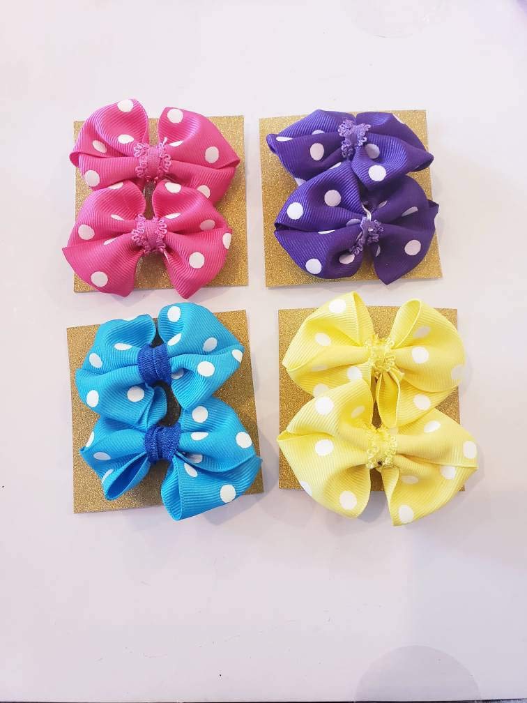 Set of 2 Polka Dot Baby Hair Bows, Infant Hair Bows, Baby