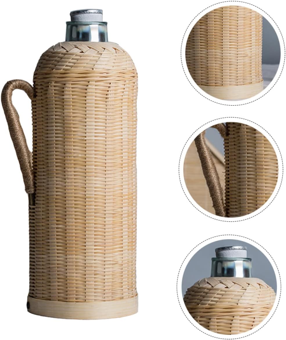 Zerodeko 1pc Insulated Water Bottle Traditional Rattan Flask for Hot Drinks Vintage Capacity for Use Creative and Design Easy to Clean