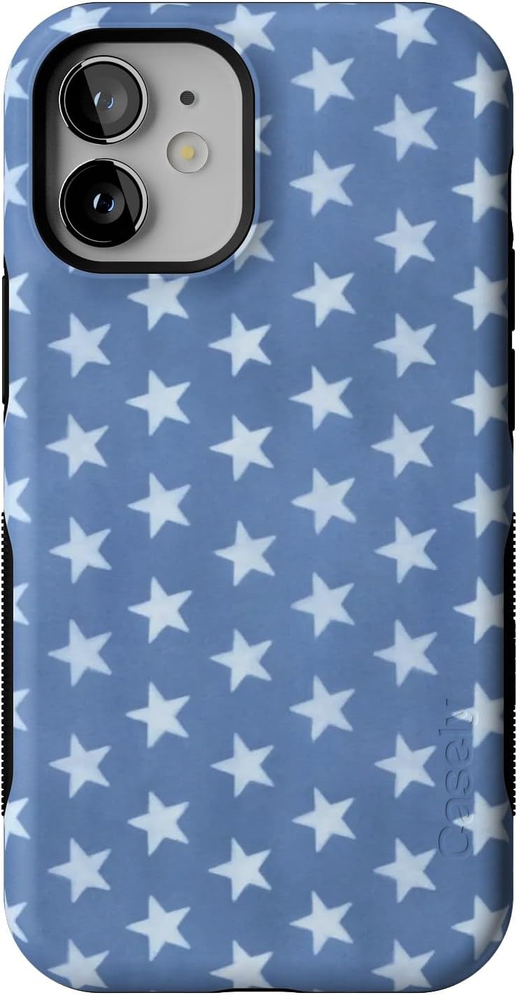 Casely iPhone 12 Mini Case | Coastal Blues | Denim Stars | Bold Protective Design | Compatible with MagSafe