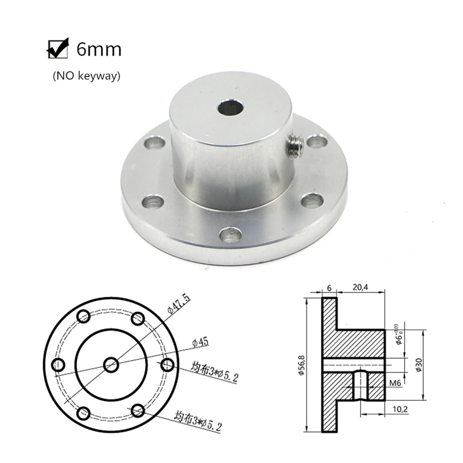 Aluminium-Flanschlüsse, Flanschkupplungsverbinder for 5-18 mm Welle mit Keilnut(A 12mm Keyway)