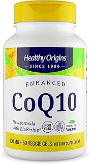 Healthy Origins Natural Enhanced CoQ10 (BioPerine®), 100 mg - Heart Health & Energy Supplement - Gluten-Free & Non-GMO Supplements, with BioPerine & Sunflower Lecithin ((Pack of 1) 60 Veggie Gels)