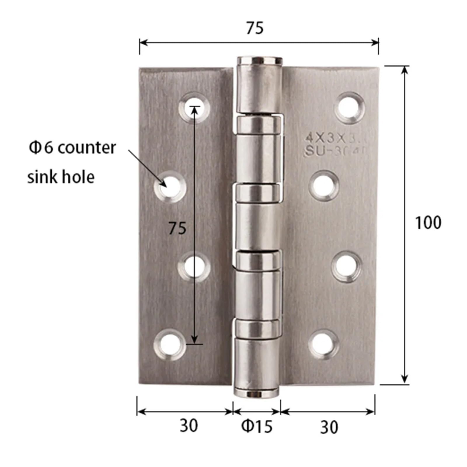 Bisagra For Puerta De Casa Acero Inoxidable Color Níquel Cepillado Y Bronce 4" Con Apertura 270 Grados Tornillos(Brushed Nickel)