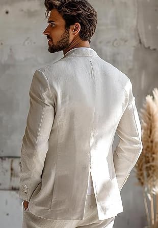 Men Linen Blazer Lightweight Regular Fit Sport Coat Jacket Summer Suit Jackets