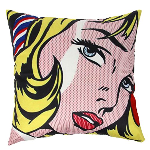 Ogiselestyle Vintage Cushion Cover Pop Art Blonde Girl Pattern Sofa Simple Home Decor Throw Pillow Cases Sofa Cushion Cover 18"x18"