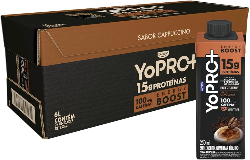 Pack YoPRO Bebida Láctea Energy Boost UHT Capuccino 15g de Proteínas 250ml – 24 Unidades Pack YoPRO Bebida Láctea Energy Boost UHT Capuccino 15g de Proteínas 250ml – 24 Unidades