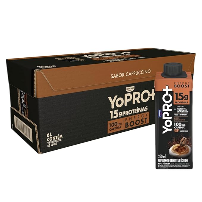 Pack YoPRO Bebida Láctea Energy Boost UHT Capuccino 15g de Proteínas 250ml - 24 Unidades