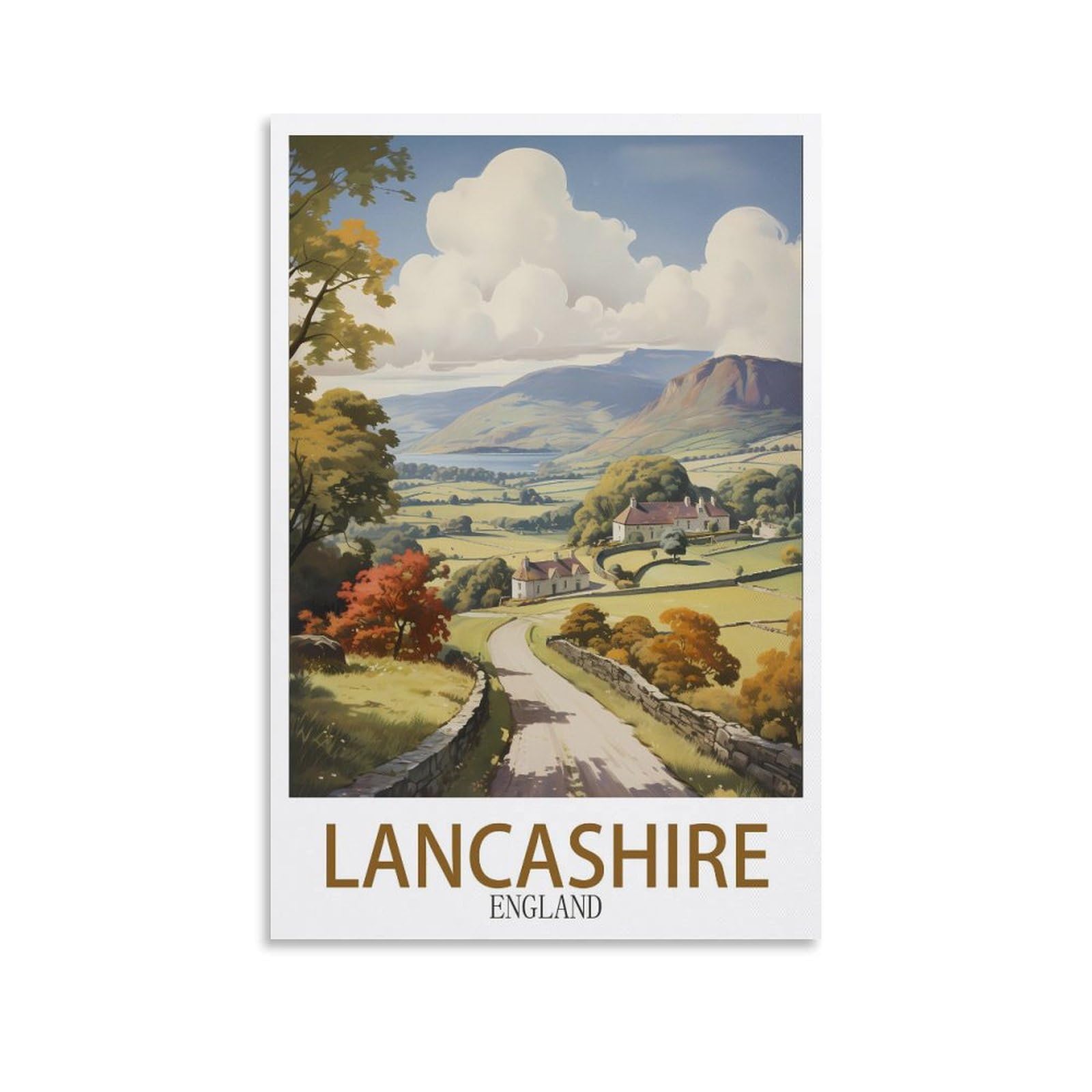 ZBBGGOZ Lancashire England Vintage Travel Posters 16x24inch(40x60cm) Canvas Wall Posters And Art Picture Print Modern Family Bedroom Decor