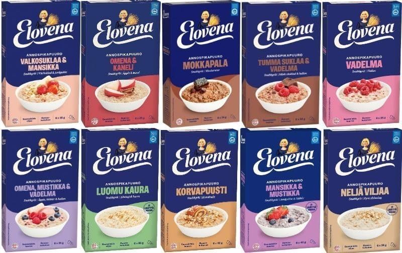 Elovena Porridge Set (paquete de 10) -210-240g Elige 10 paquetes de 20 sabores en Caja Söpösöpö SOPOSOPO