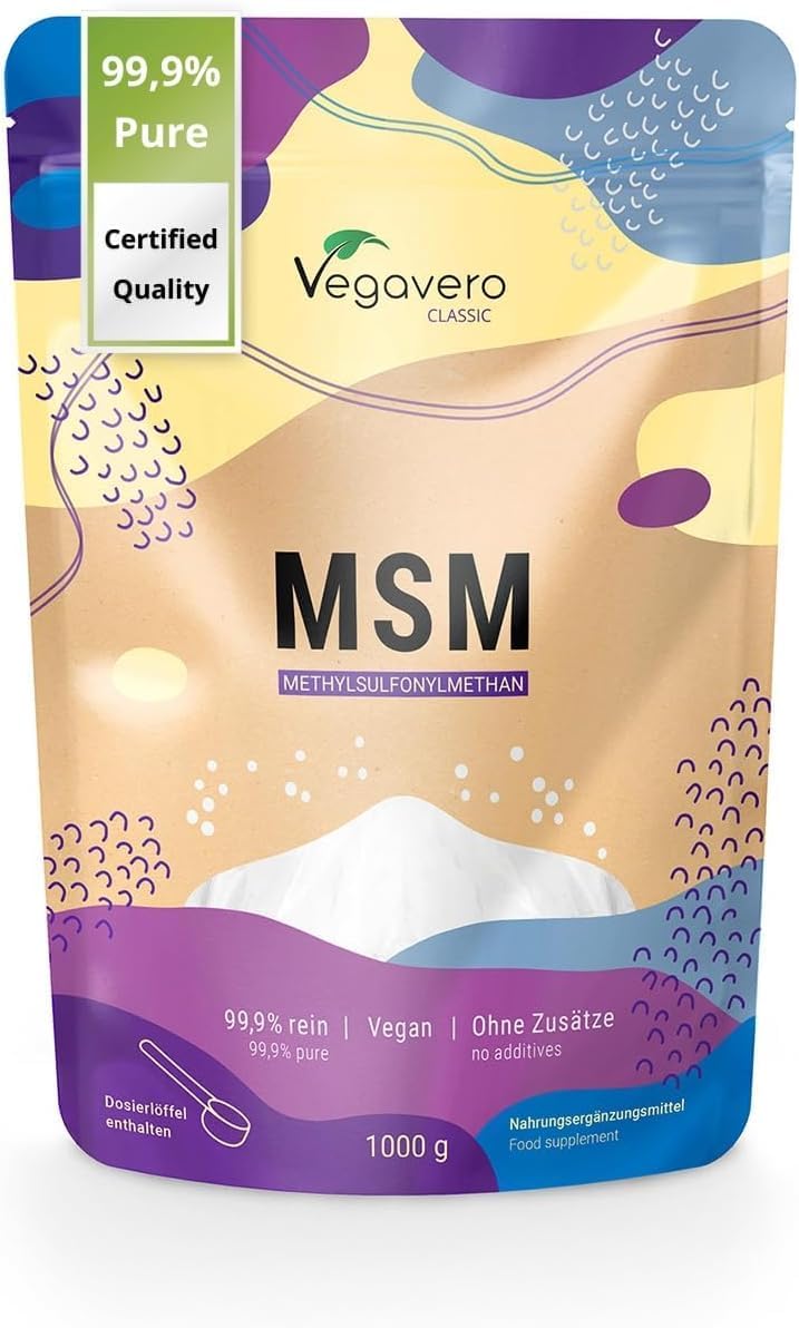 Pure MSM Powder 1 kg | Bag | Distilled Organic Sulphur | NO Additives & Non GMO | Lab-Tested | 1000 g Per Day | Vegan